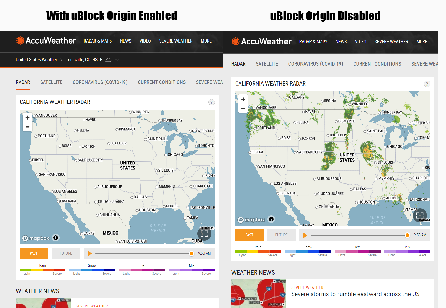 Accuweather animated radar not working · Issue 7539 · uBlockOrigin
