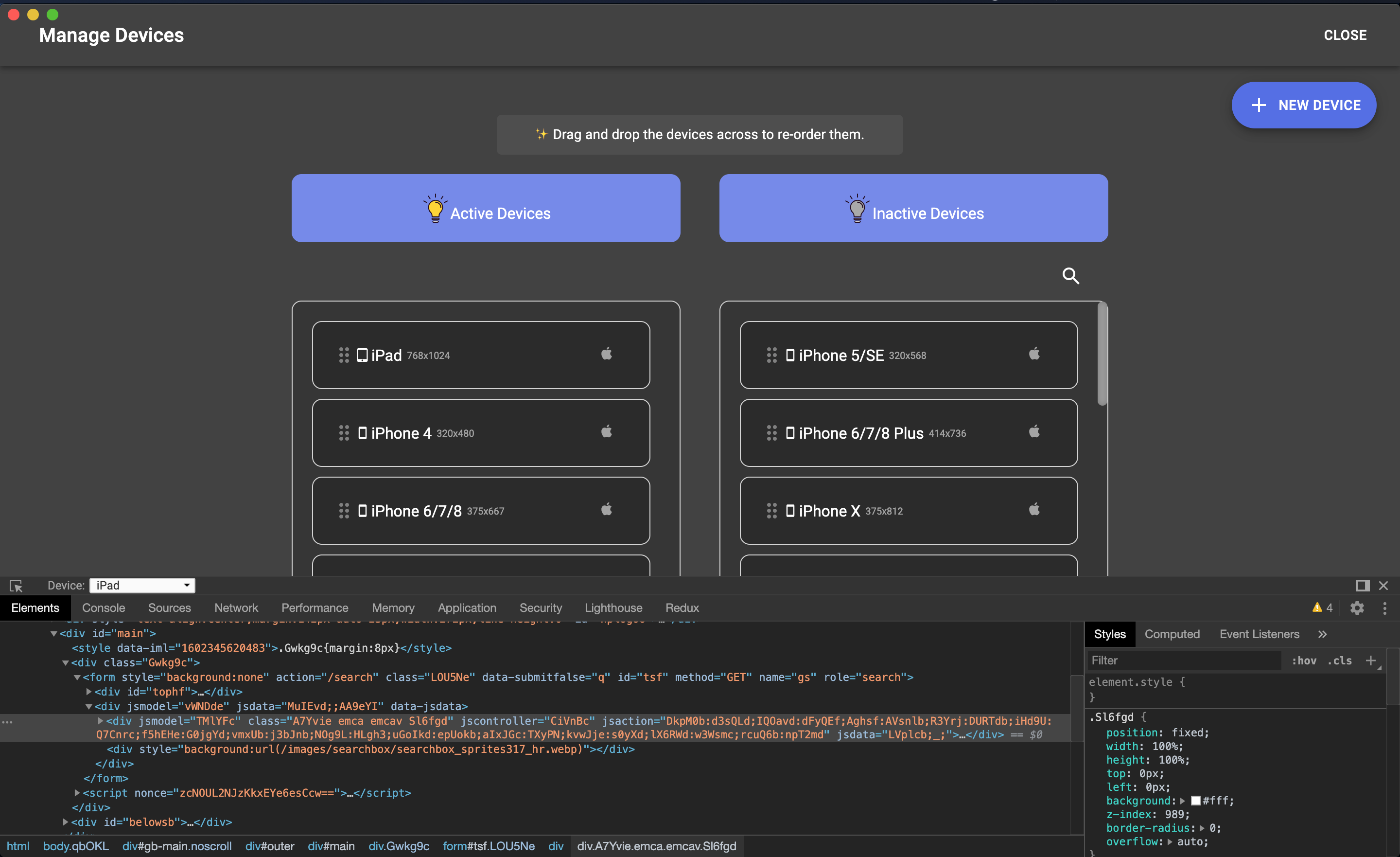 Bug: Opening Device Manager with dev tools open breaks layout · Issue ...