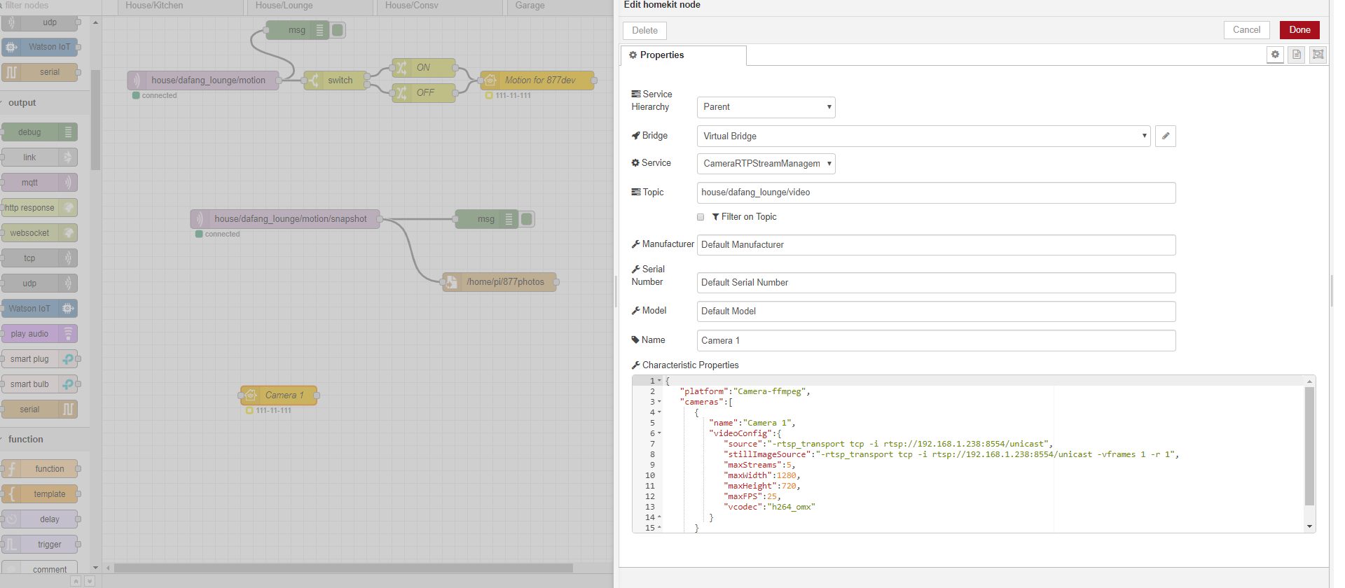 Node Red camera