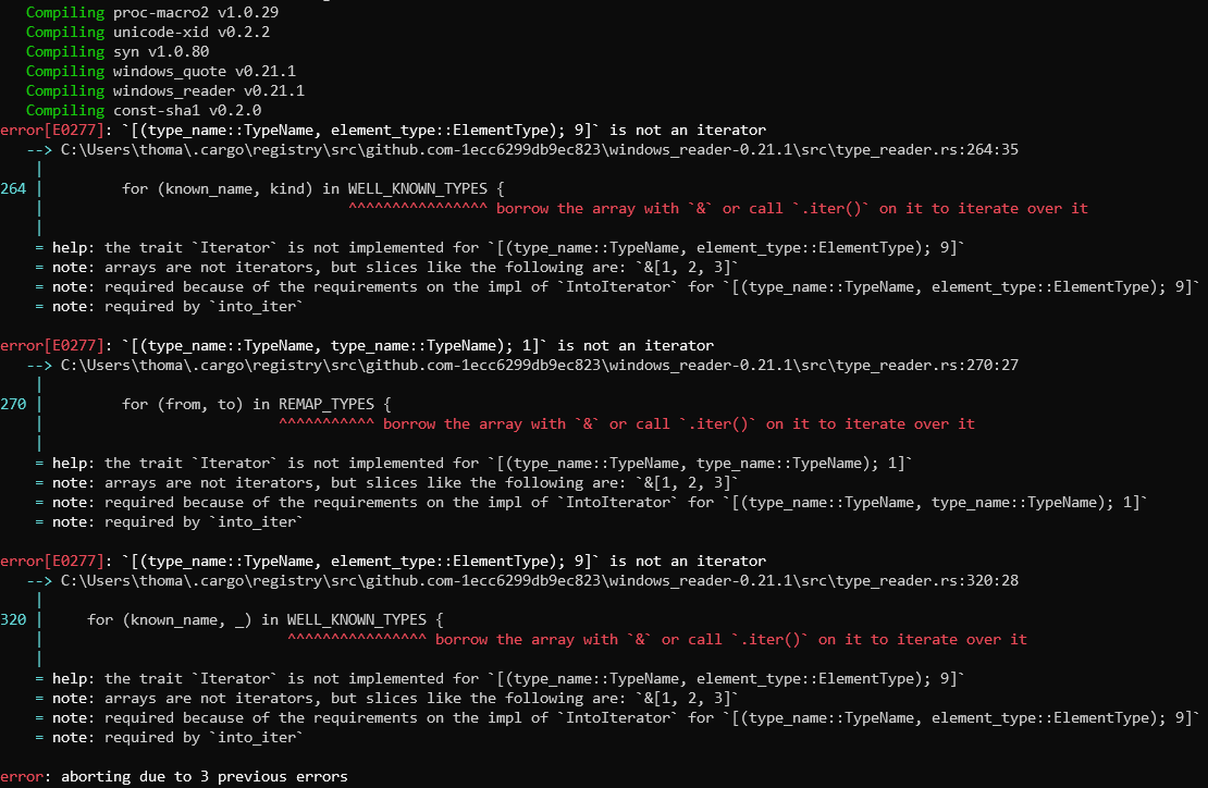 Failing to compile with Rust 1.50.0 · Issue #1213 · microsoft/windows ...
