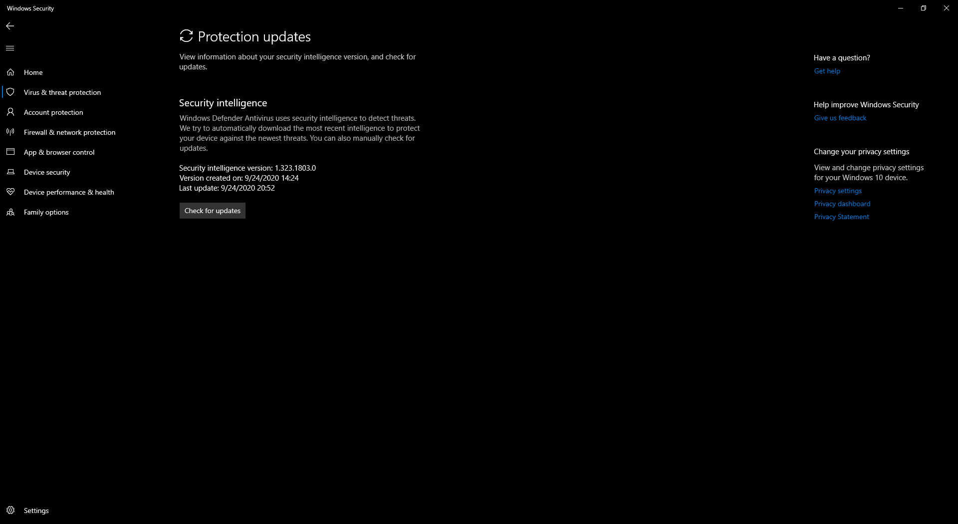 Version of the malware definitions