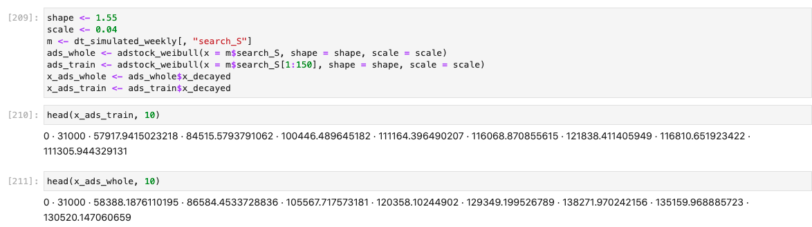 Weibull Adstock transformation results are different for training vs ...