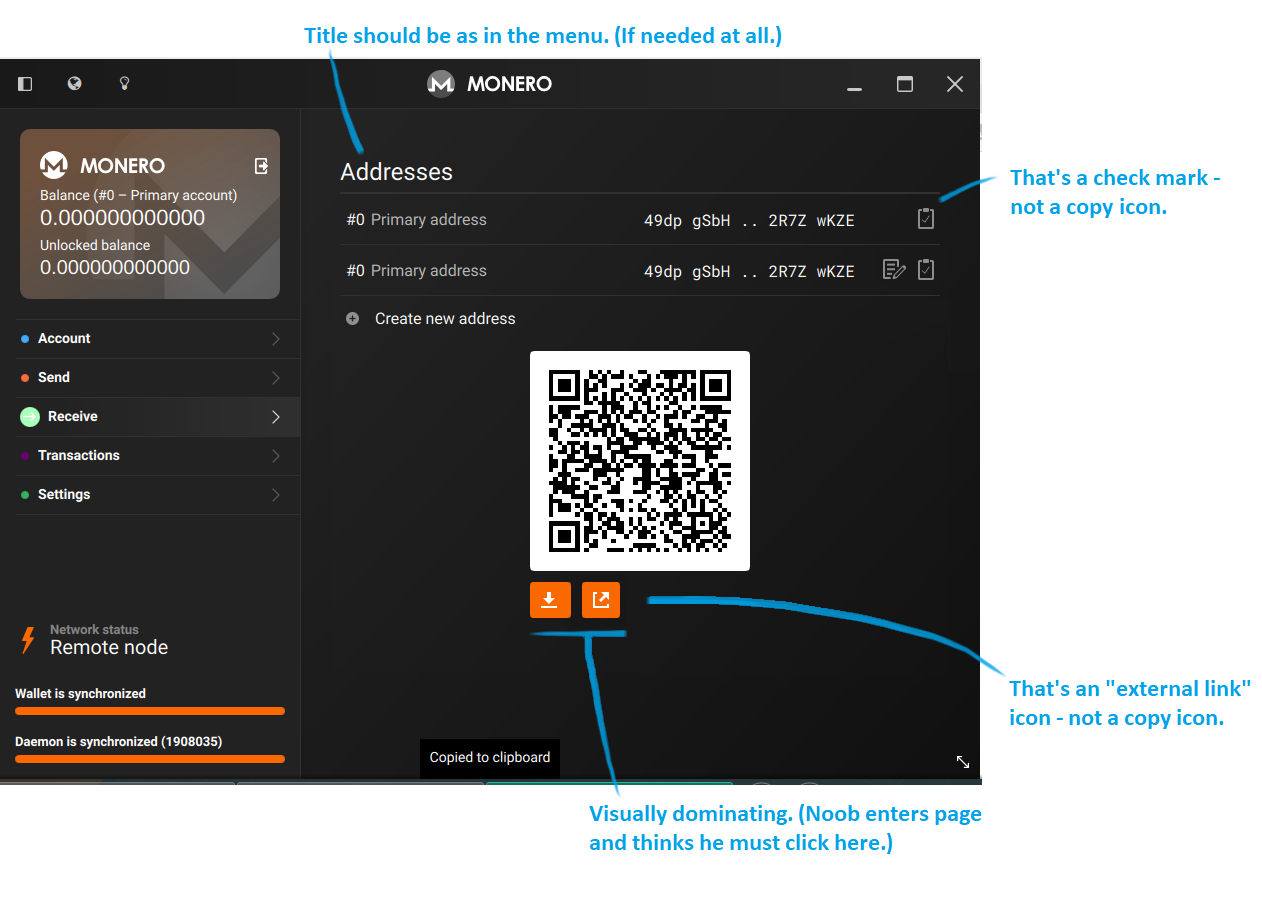Receive page · Issue #2381 · monero-project/monero-gui