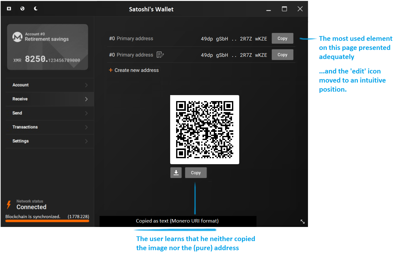 Receive page · Issue #2381 · monero-project/monero-gui