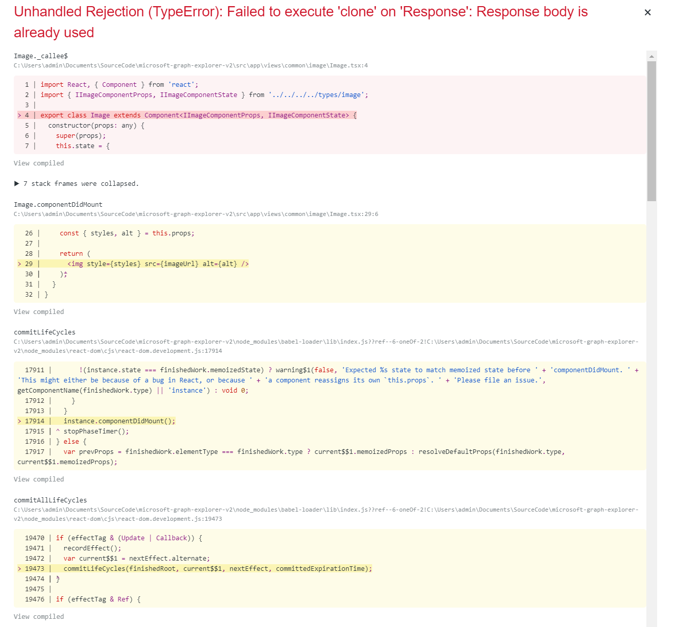 Image parsing error when changing between the response preview and the ...