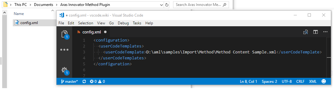 ArasVSMethod plugin config file