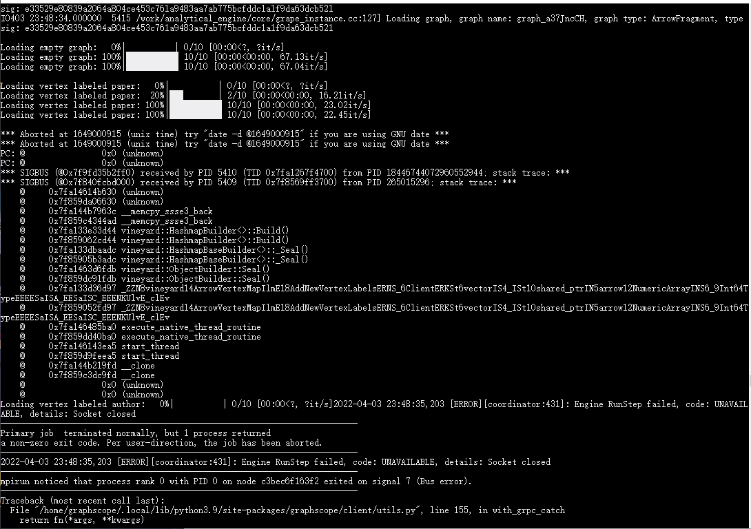 0.12.0版本本地执行示例教程报错 · Issue #1444 · alibaba/GraphScope · GitHub