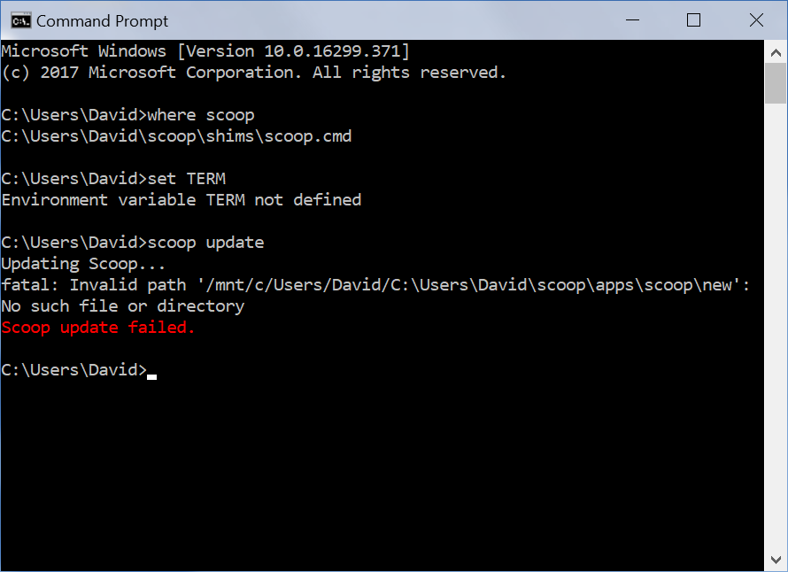 Invalid path for `scoop\new` when using Cygwin's git instead of gitfor