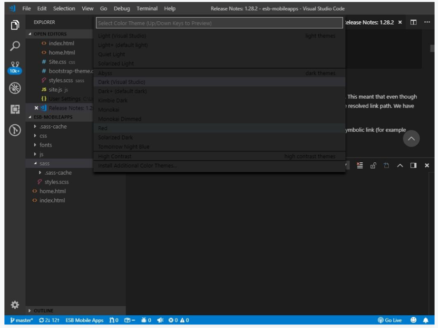 Theme colours are not maintainted with different instances and screen ...