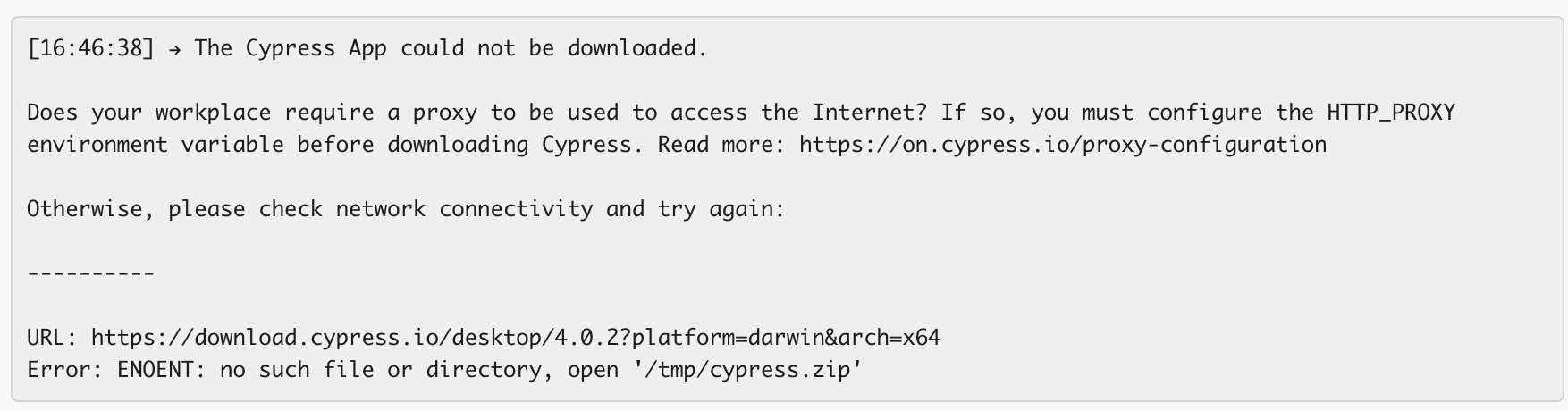 Installing Cypress Fails On 4.0.2 But Works Fine On 3.8.0 · Issue #6554 ...