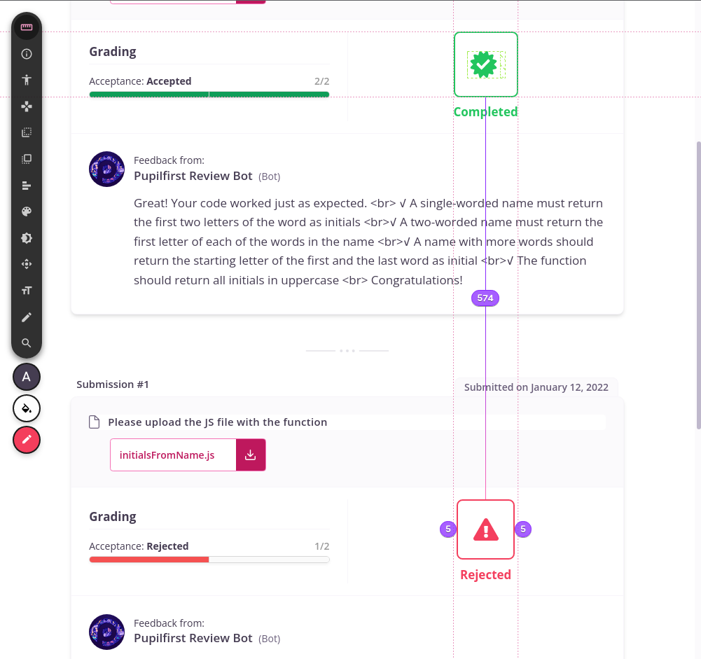 Padding issue in the flexbox of the Completed badge on the submmissions ...