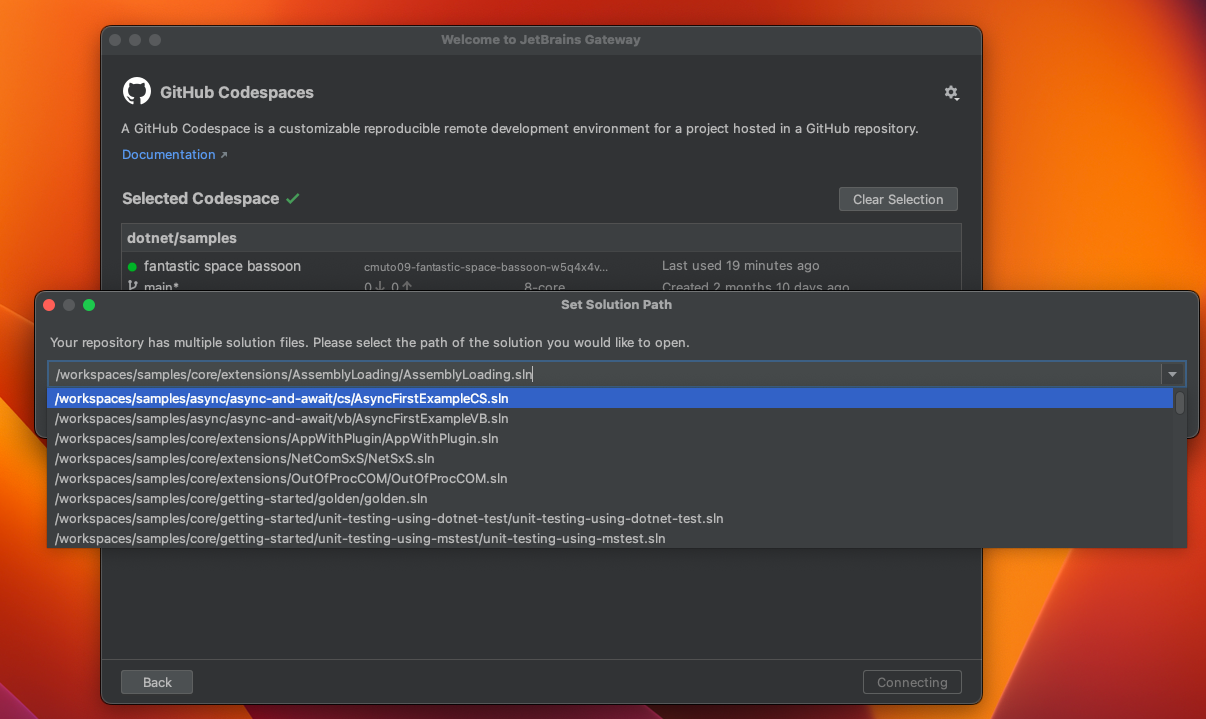Rider solution file picker