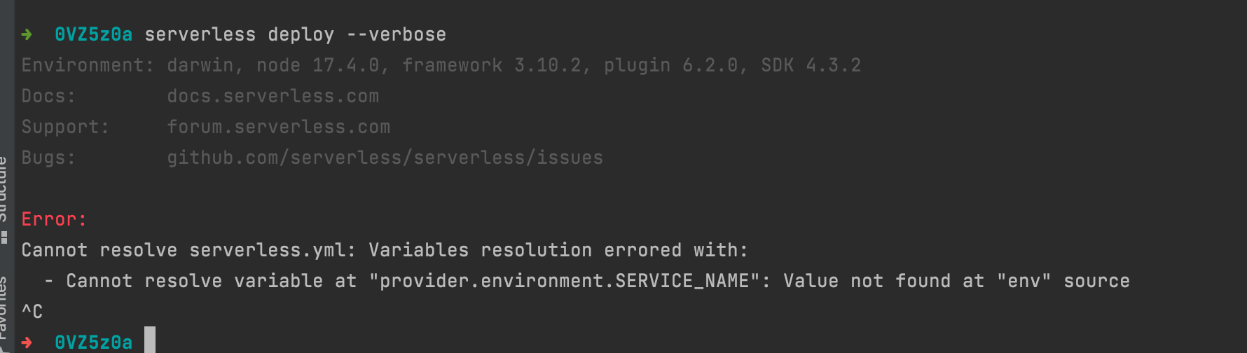 Running serverless deploy -v outputs the version instead of making it ...