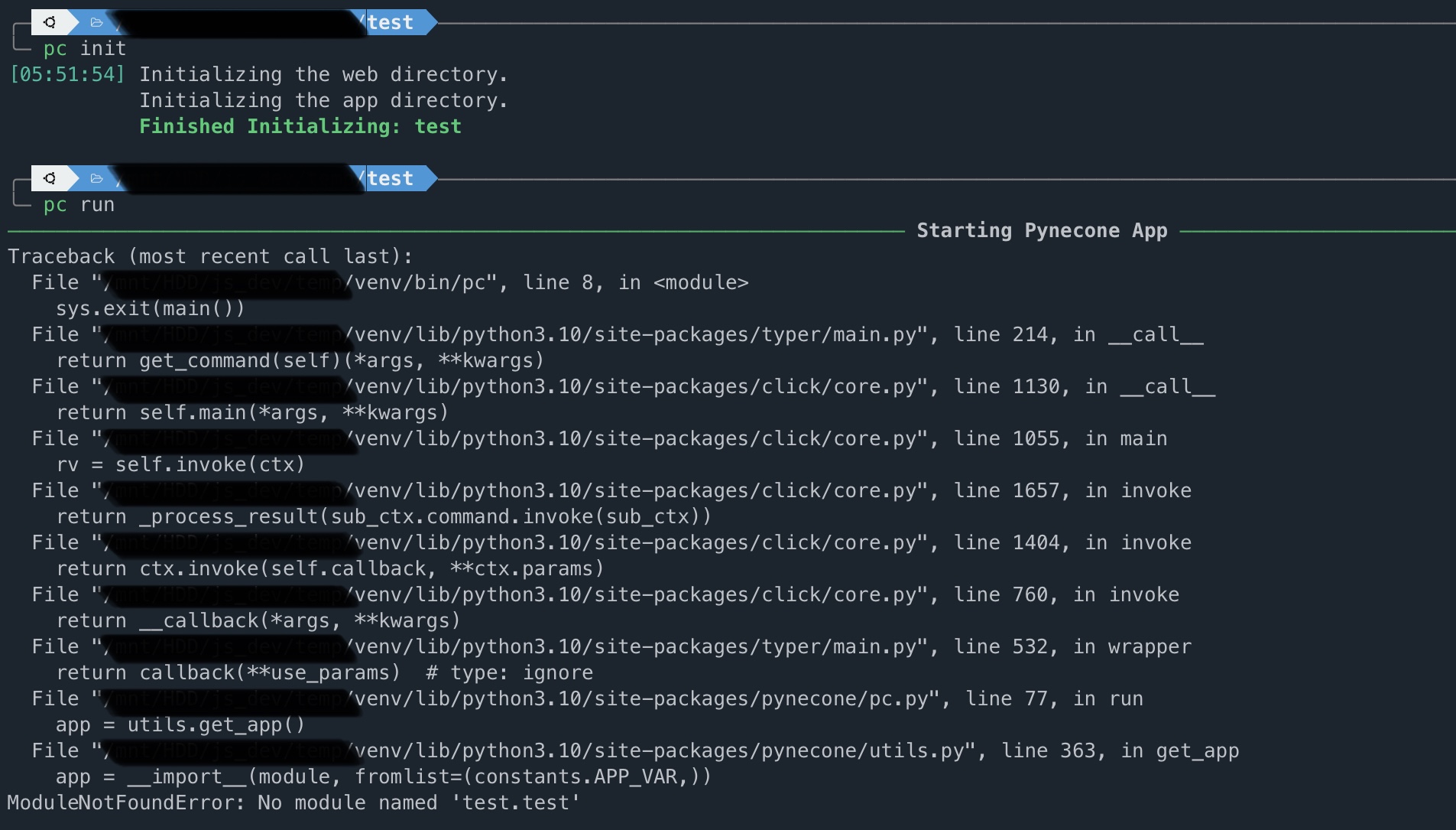 `pc run` emits error if a project named ‘test’ · Issue #270 · reflex ...