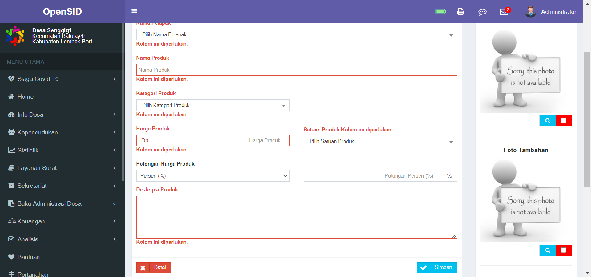 Bugs : Data produk tidak tampil · Issue #6977 · OpenSID/OpenSID · GitHub