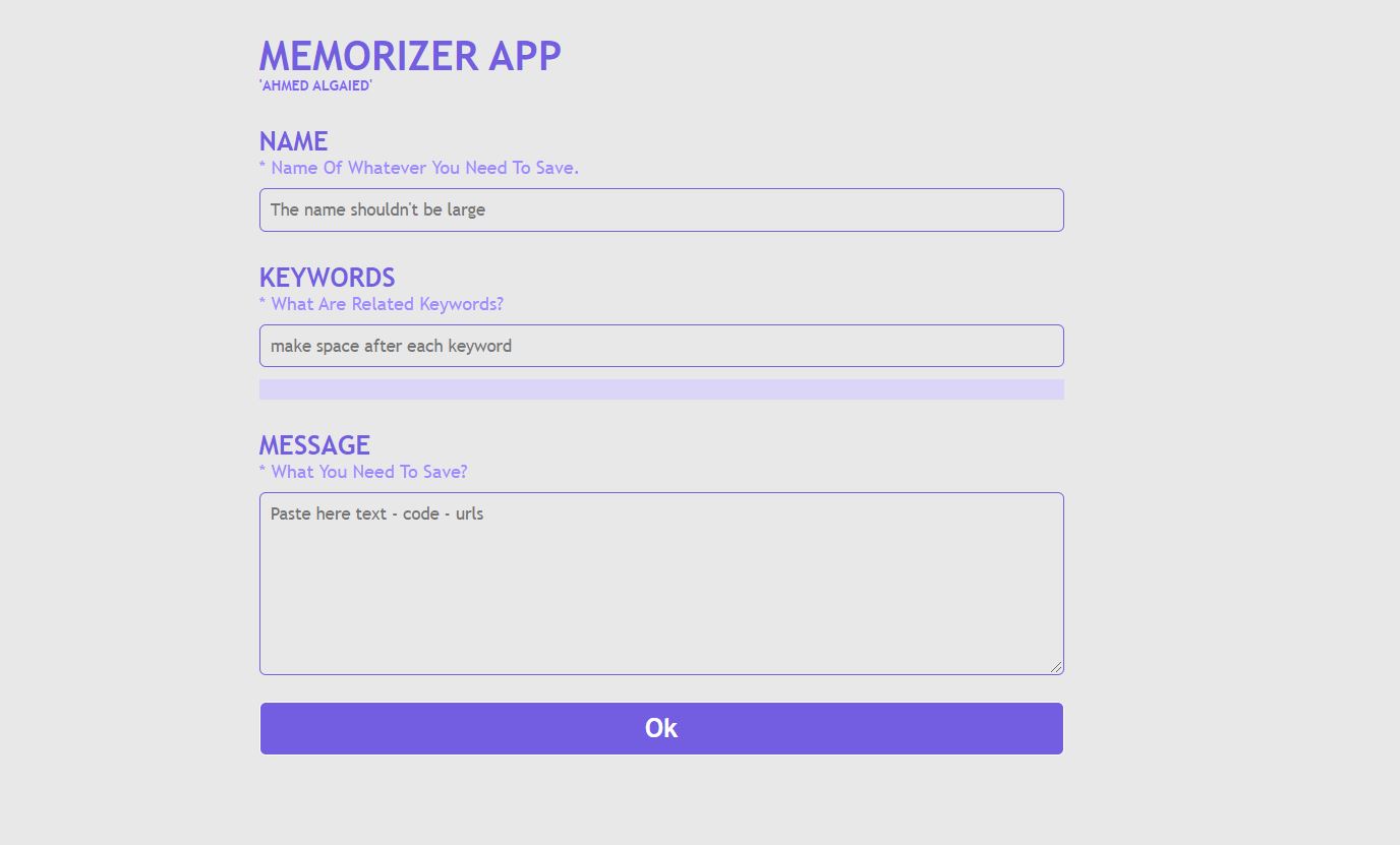 GitHub - ahmedelg/Memorizer-app