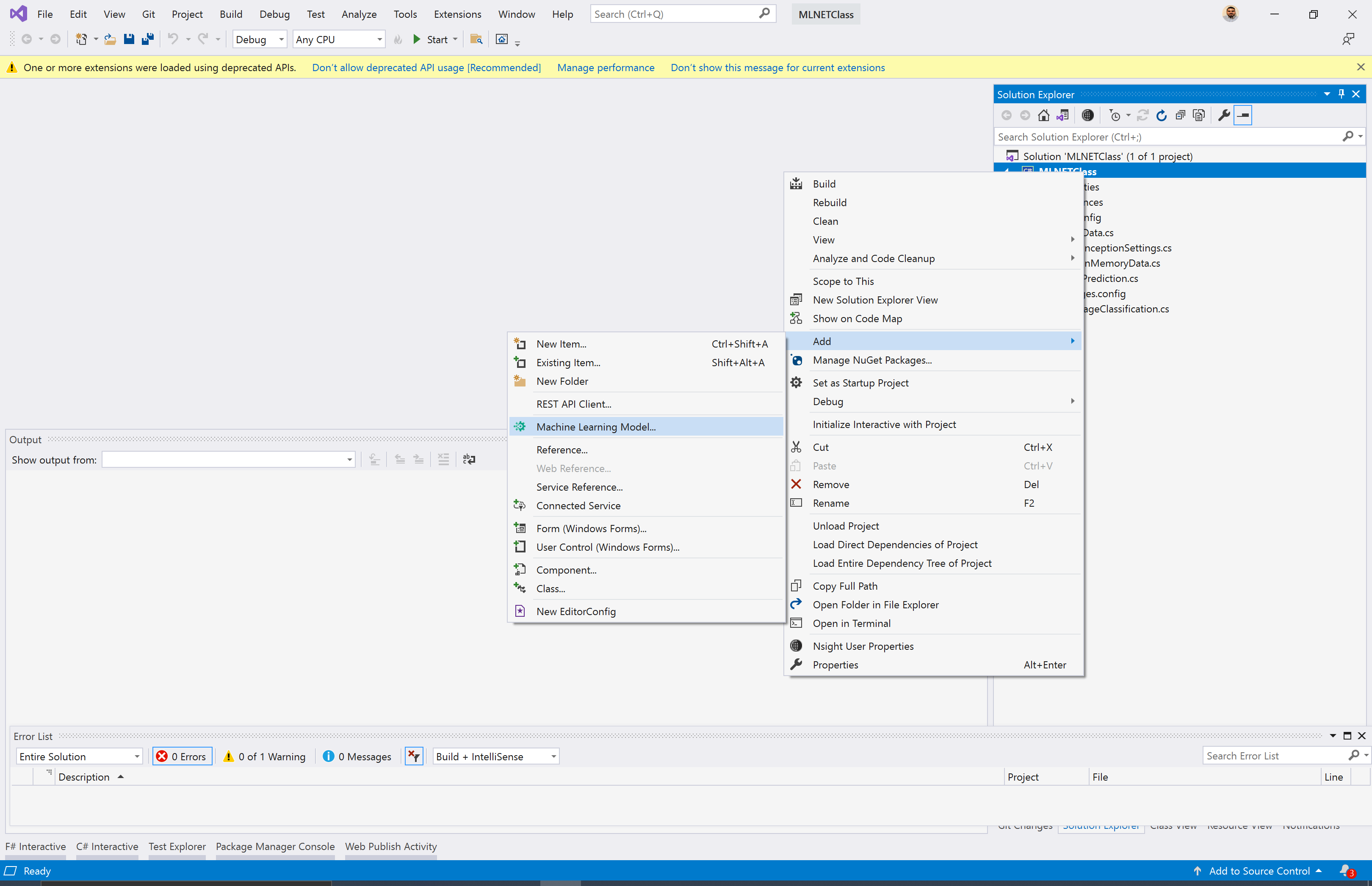 Update Model Builder samples to Add Machine Learning Model · Issue ...