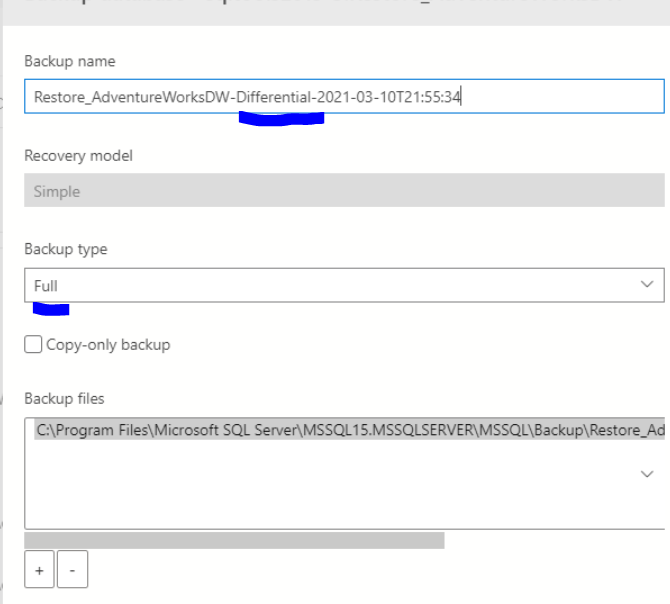Namesuffix of the backup file after a differential backup is not