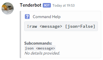 Shows a help message embed