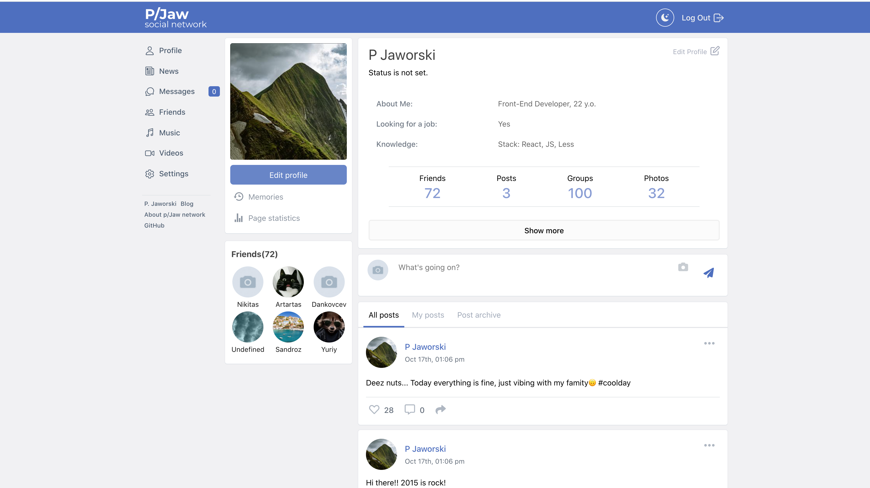 GitHub - gerwld/react-social: React social network