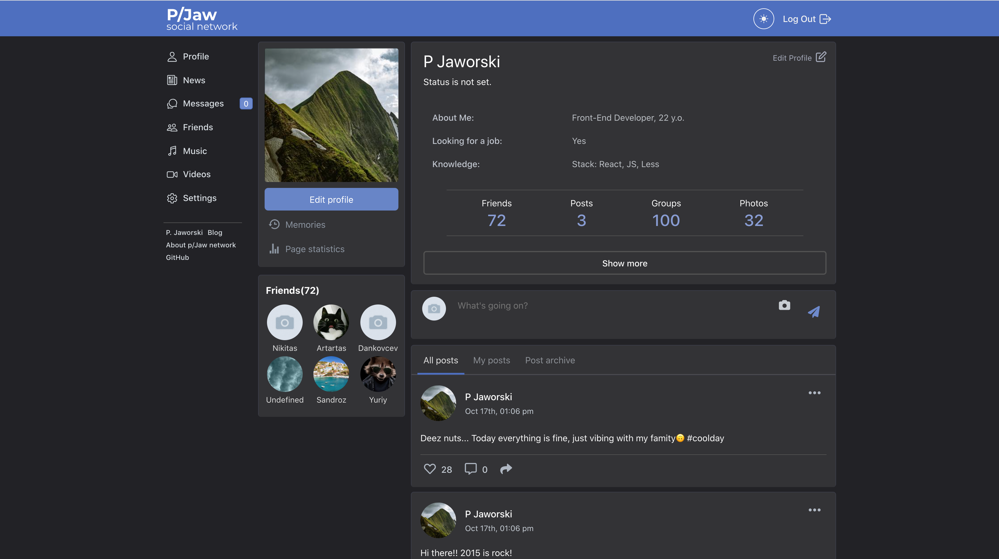 GitHub - gerwld/react-social: React social network