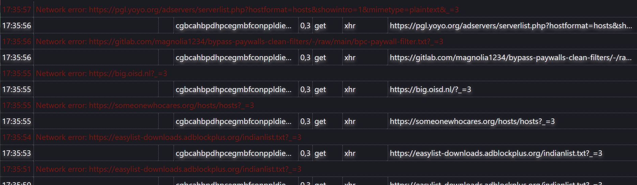 "a network error prevented the resource from being updated" when