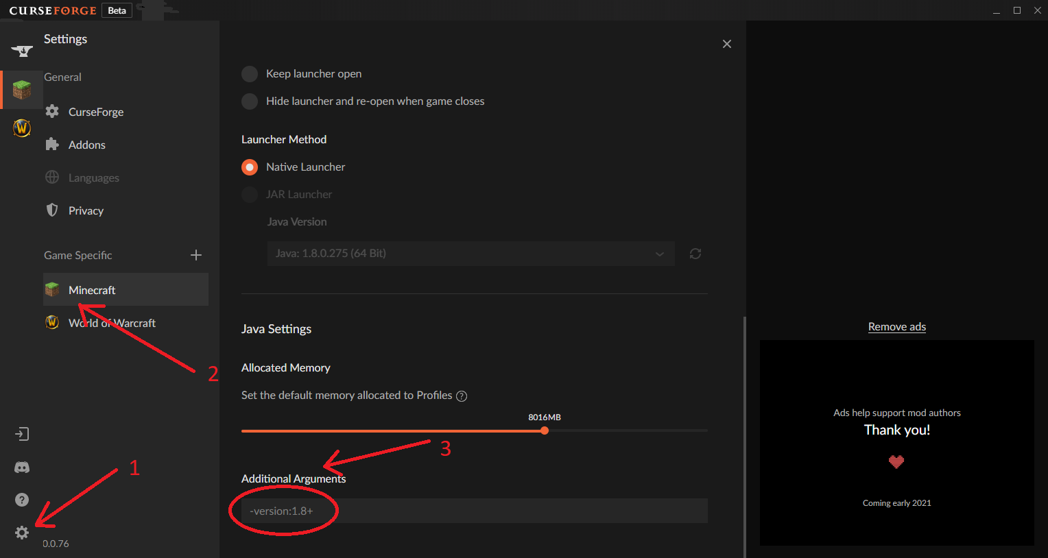 Additional Arguments
