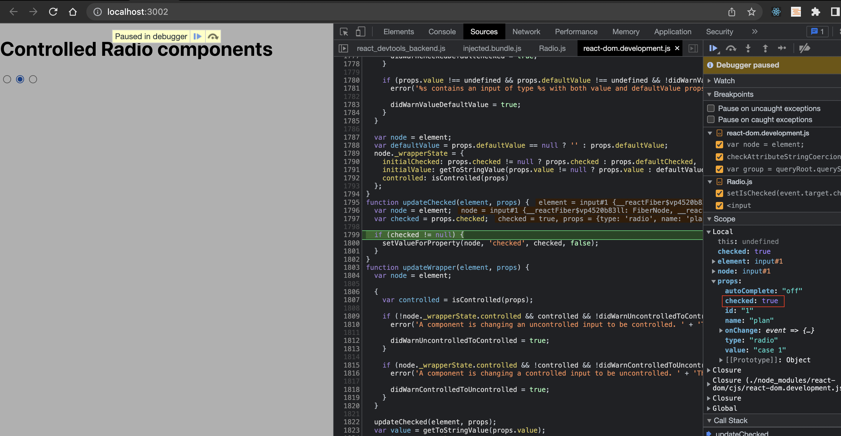 Bug: Input of type radio component can't be controlled with an internal ...