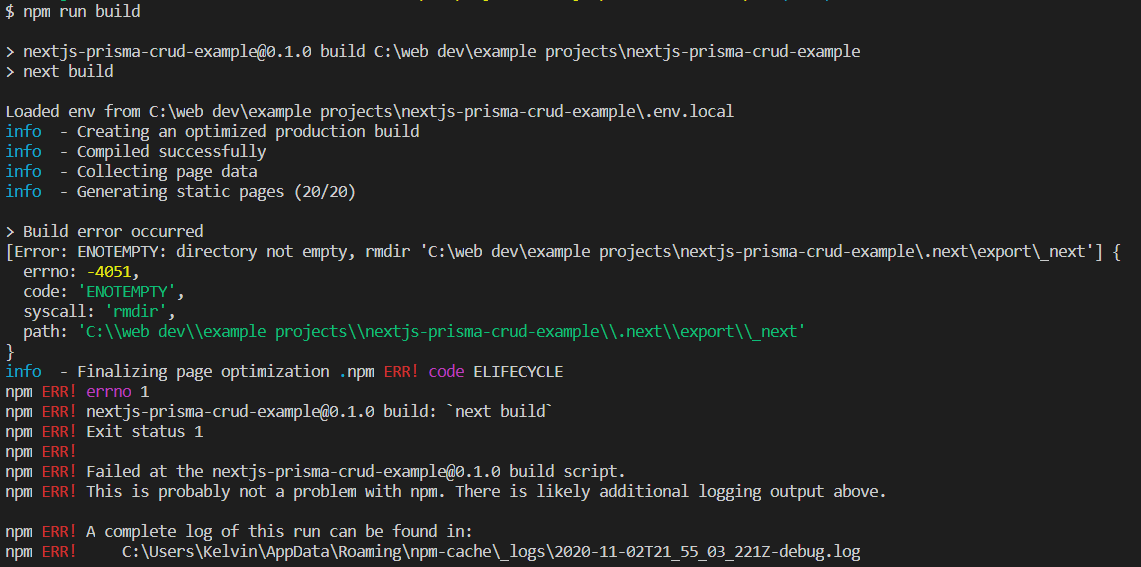 Npm Throws Error On Build Creation While Prisma Extension Is Enabled npm-throws-error-on-build-creation-while-prisma-extension-is-enabled