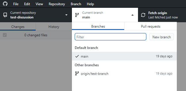 Github desktop not syncing with Github.com branches modifications ...