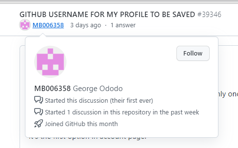 GITHUB USERNAME FOR MY PROFILE TO BE SAVED · community · Discussion ...