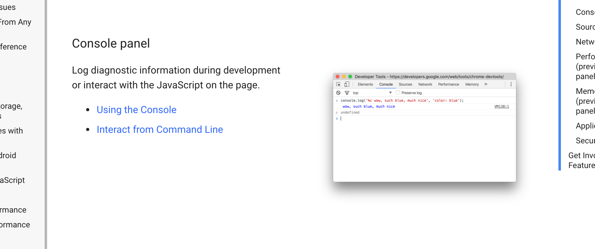 [devtools] link to the console reference on the homepage · Issue #4968 ...