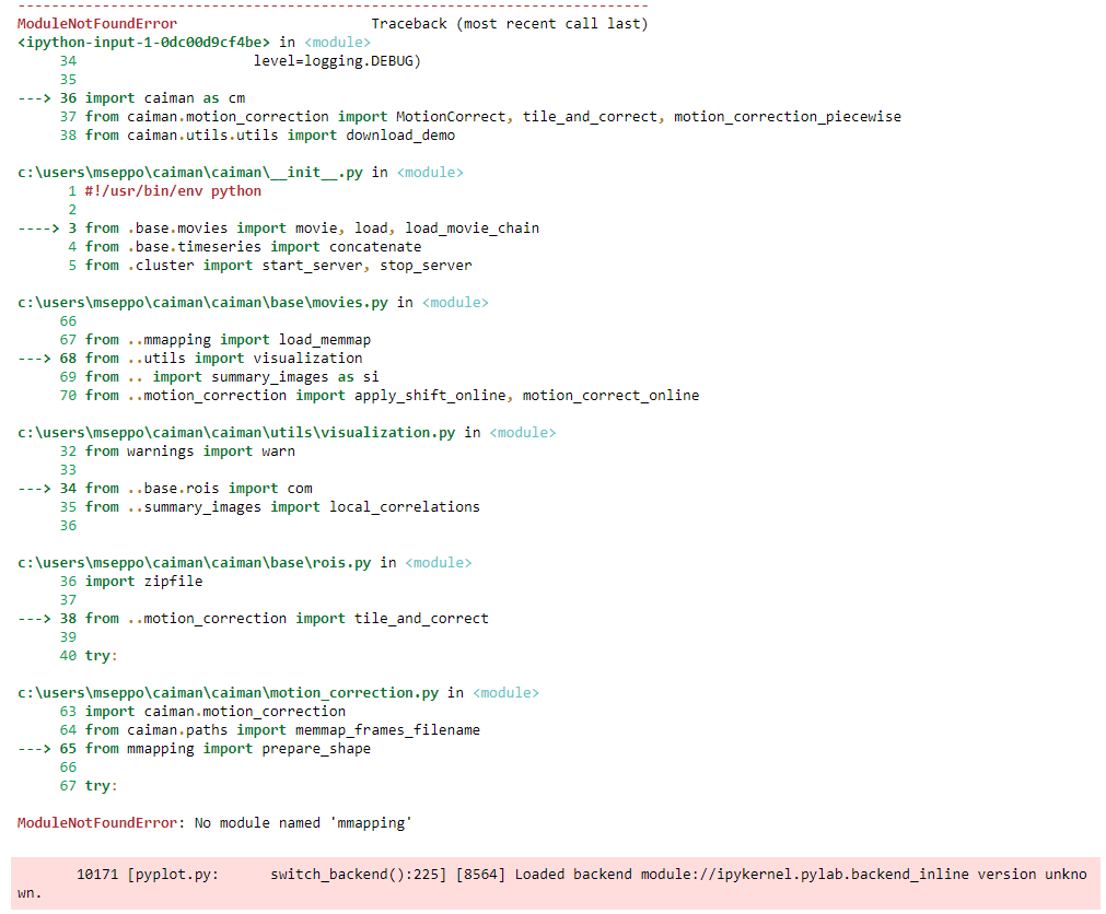 Module Import Error · Issue #573 · flatironinstitute/CaImAn · GitHub