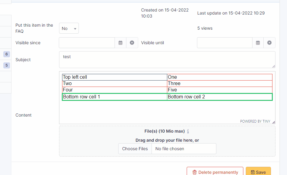 GLPI 10 0 RC3 Knowledge Base Table Row cell Borders Not Visible In View