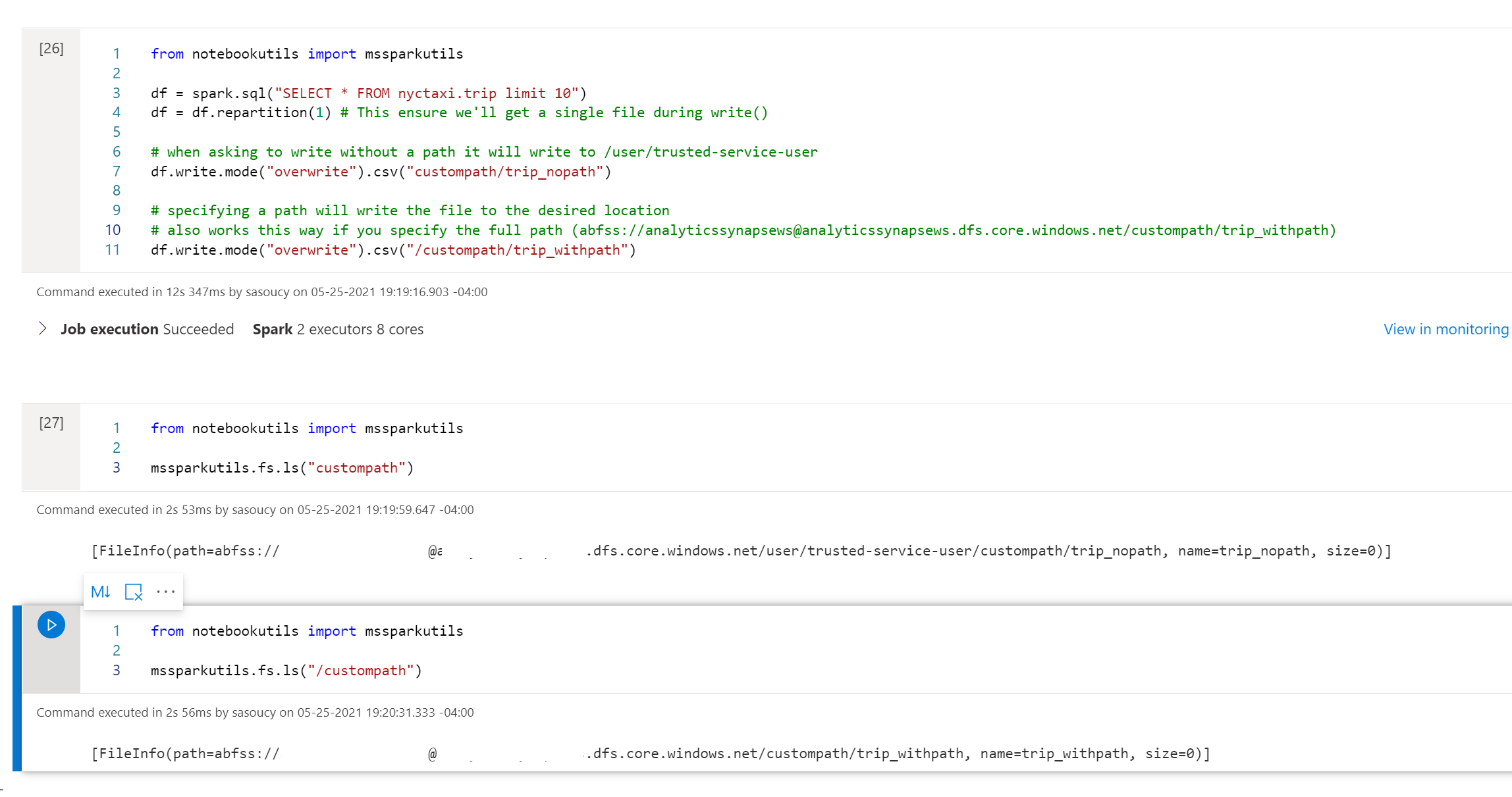 Writing files from temporary Synapse Spark storage to ADLS Gen2 ...