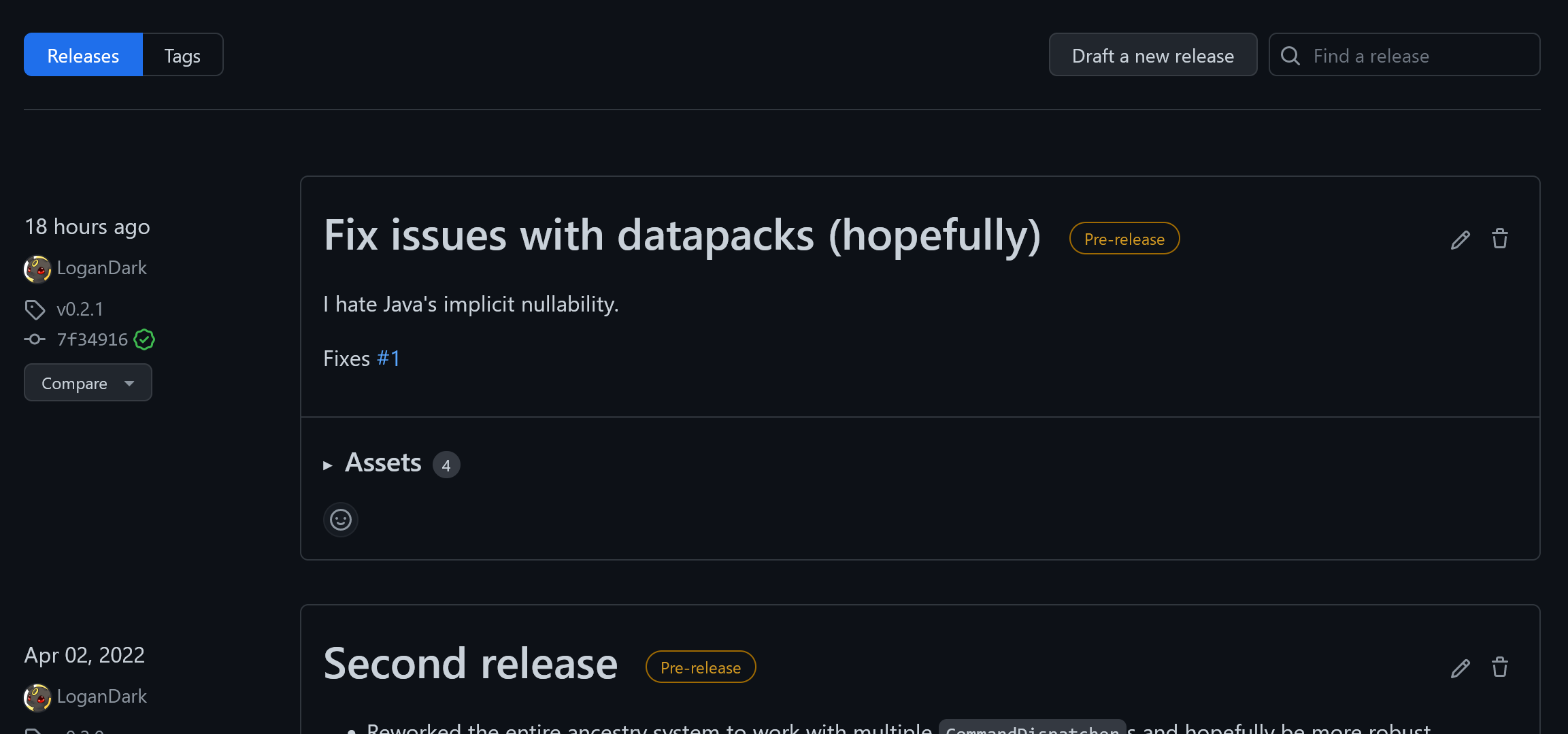 Show latest pre-release in sidebar when there are no normal releases ...