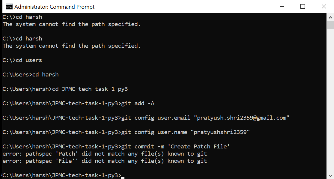 I am facing problems while creating a patch file for task 1, can you ...