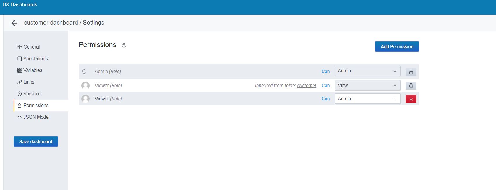 Navigation on permission page of dashboards is not proper · Issue
