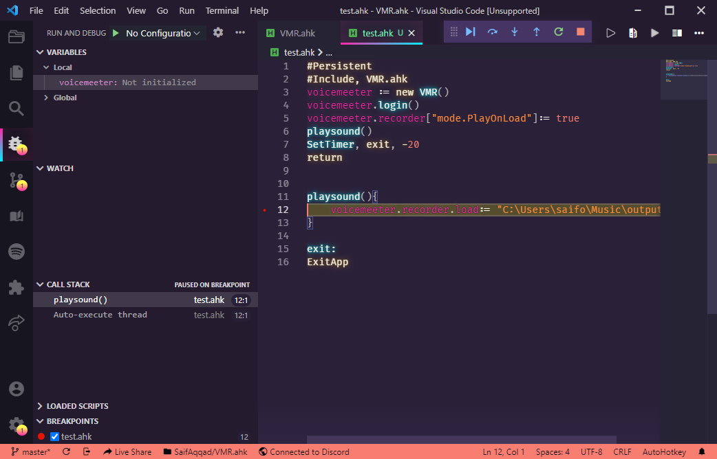 Recorder Loading issues · Issue #5 · SaifAqqad/VMR.ahk · GitHub
