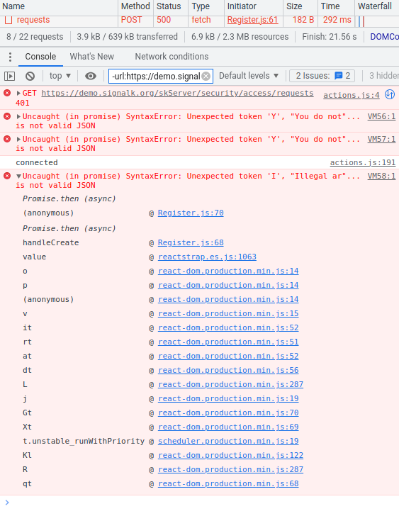 Cannot register on · Issue 1558 · SignalK/signalk