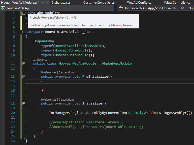 No component for supporting the service Abp.WebApi.Configuration ...