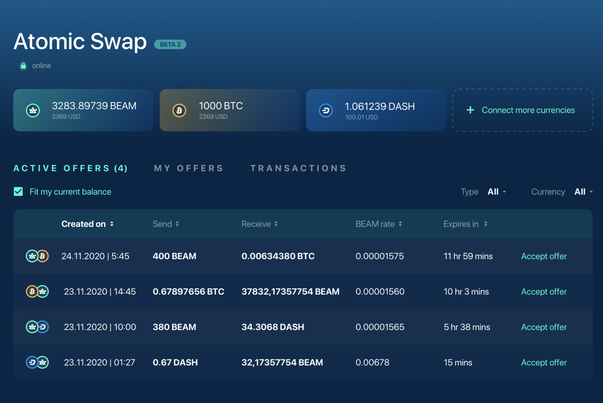 Atomic swap. Coins connection flow. · Issue #413 · BeamMW/beam-ui · GitHub