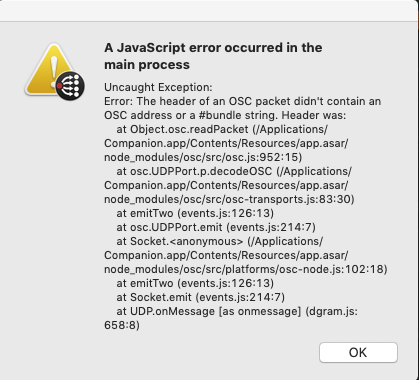 [BUG] OSC Messages cause Javascript exception · Issue #955 · bitfocus ...