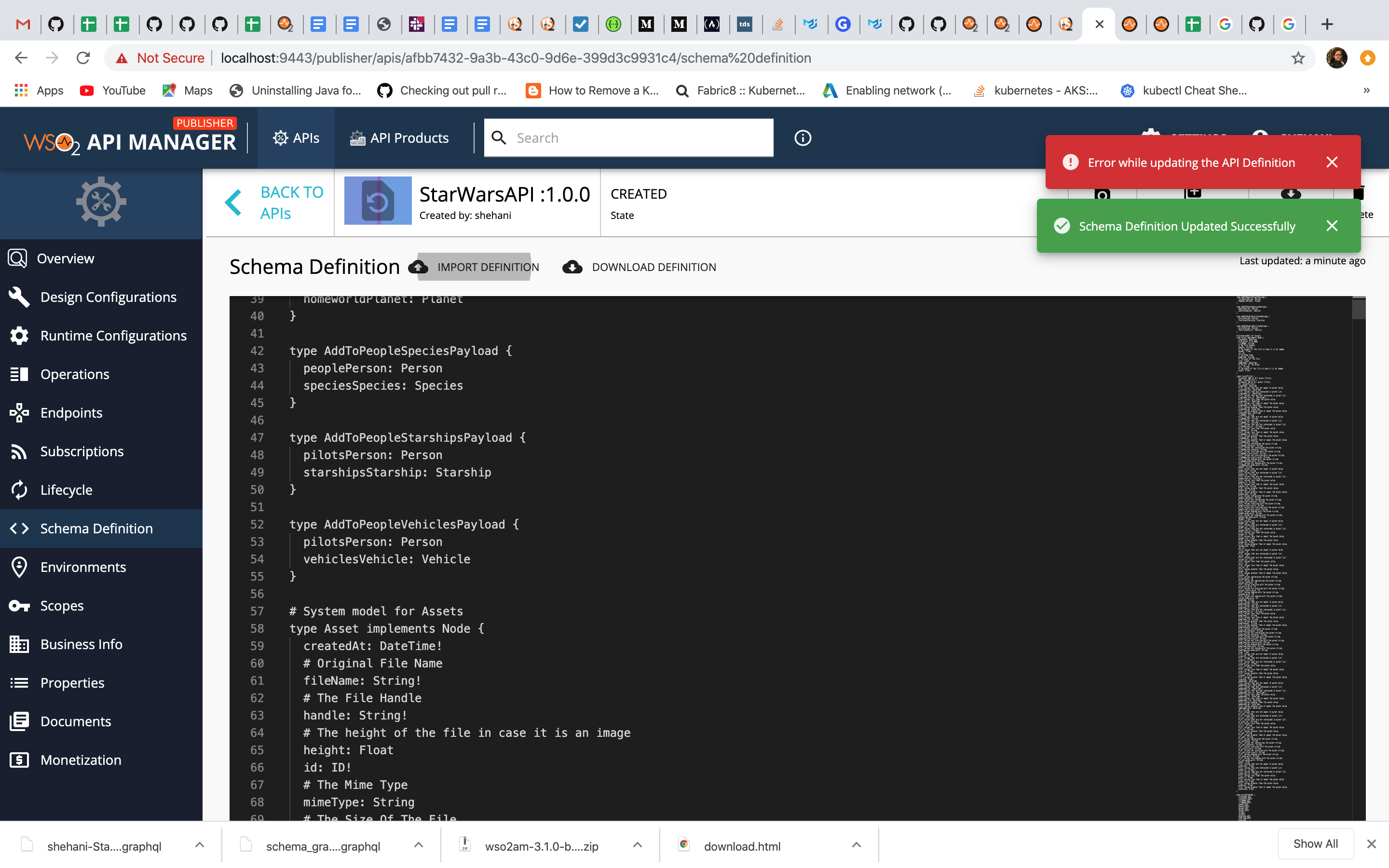 Error while updating the schema definition of GraphQL API · Issue #7502 ...