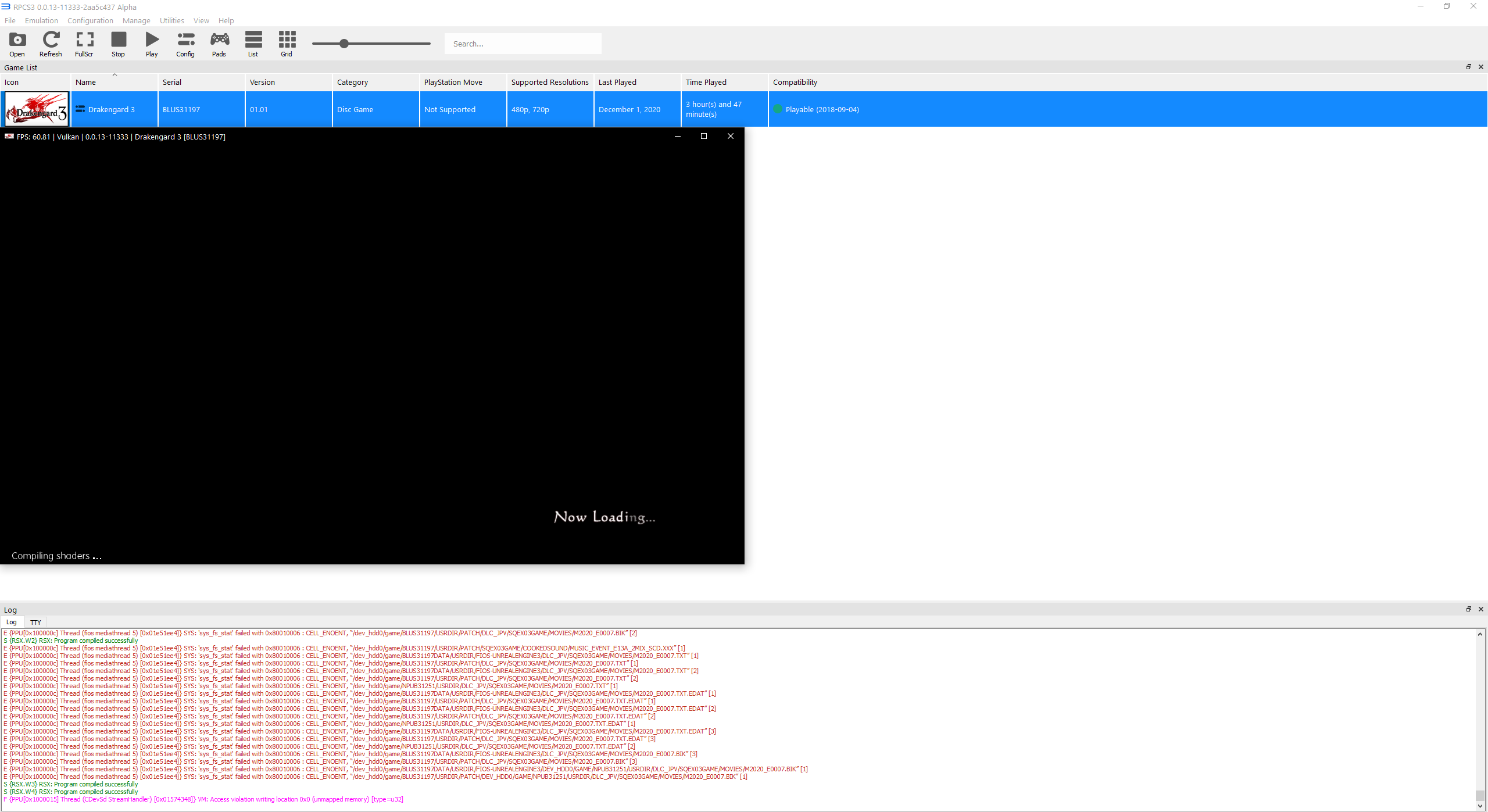 Isolated repeated error when loading into Drakengard 3 · Issue #9357 ...