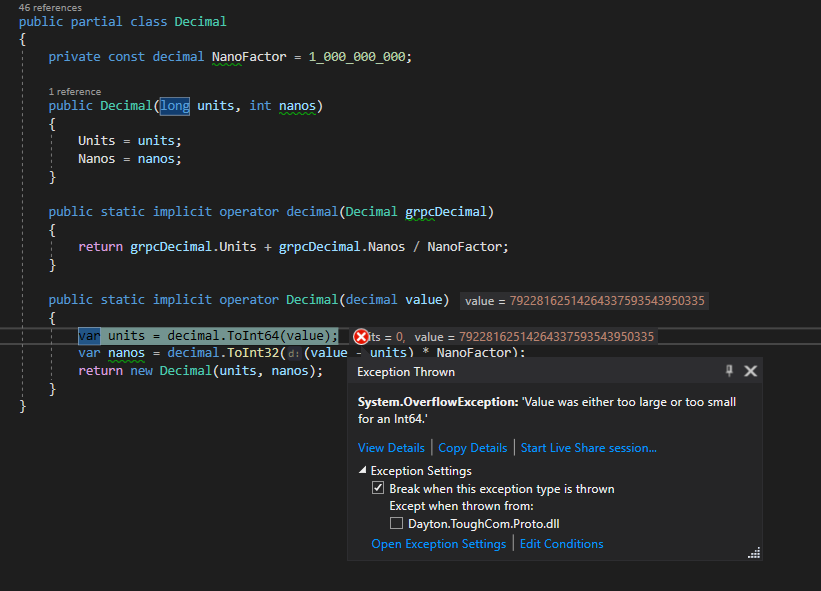 gRPC implementation of decimal for decimal.MaxValue / decimal.MinValue ...