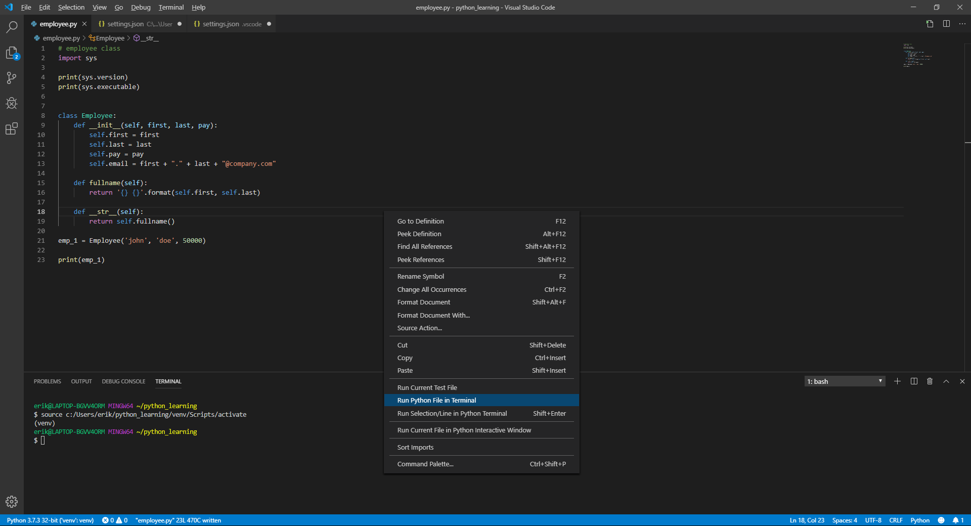 Make The Python Virtual Environment Clear When Invoking Run Python 