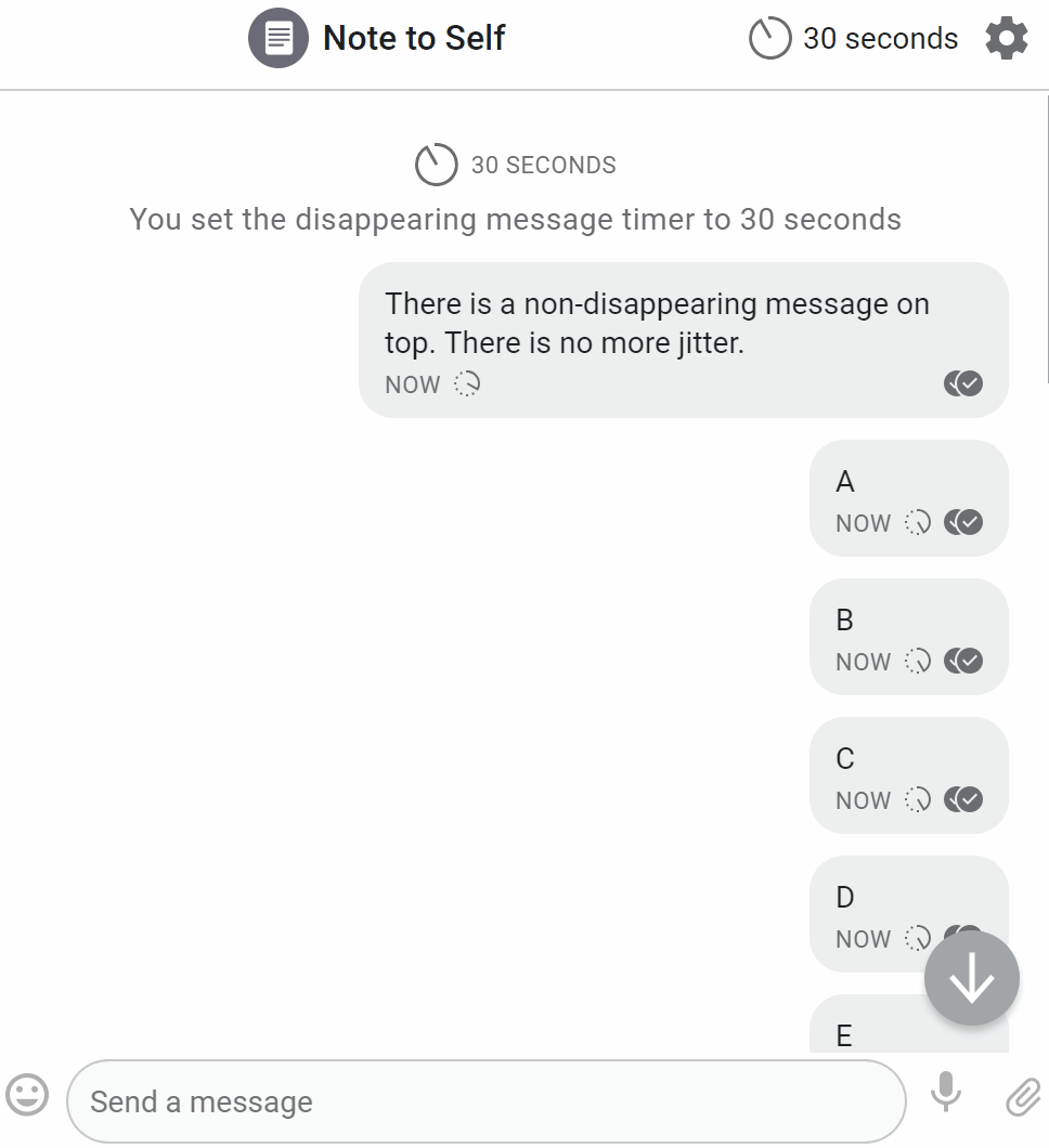 Disappearing messages cause delivery icons and timers to jitter · Issue