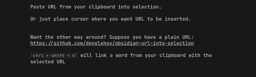 Paste URL into selection Obsidian