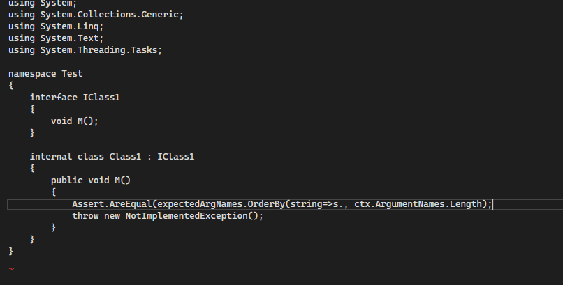 C# code crashes C# syntax highlighting and causes editor to act ...